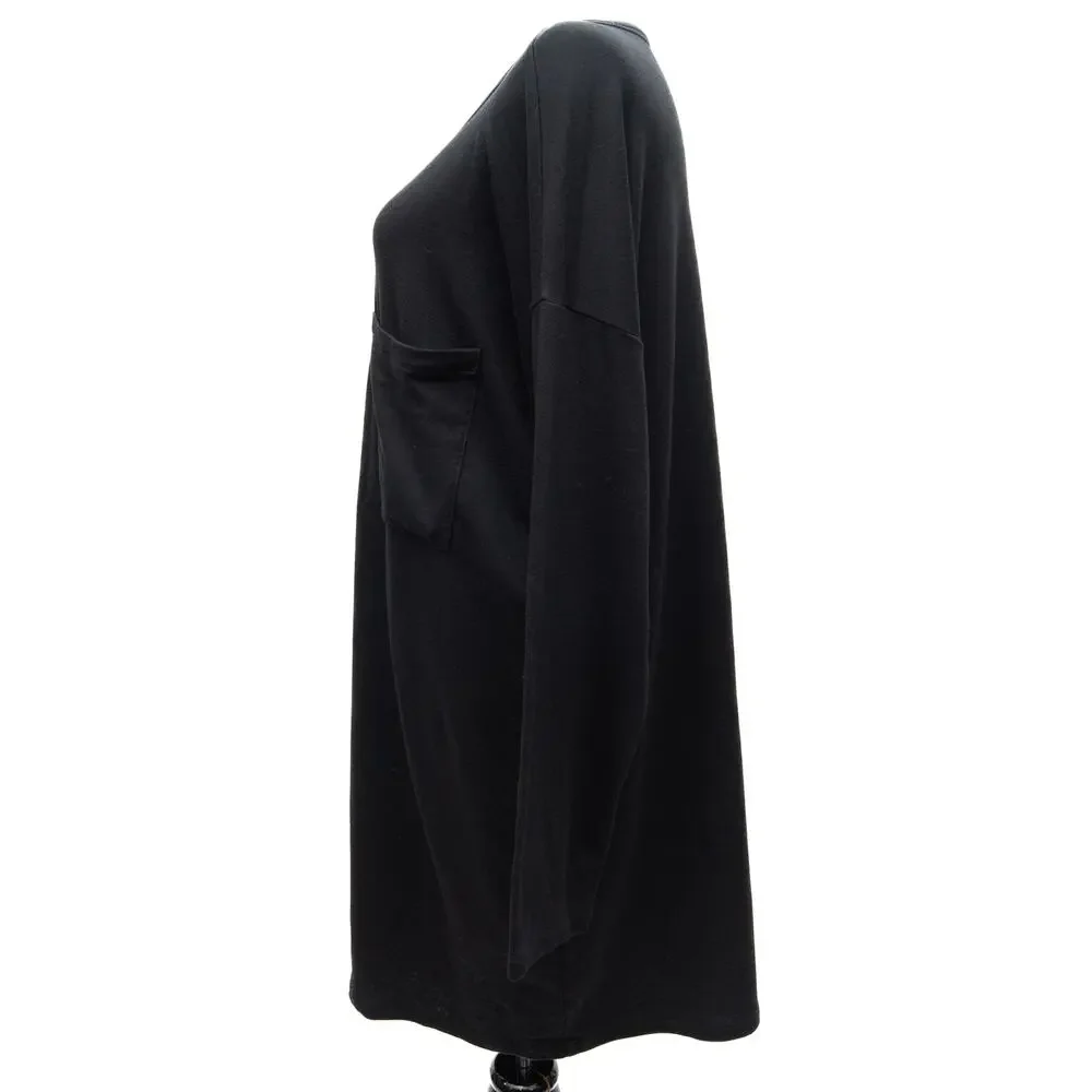 Eileen Fisher Black Long Sleeve Pocket Tunic Dress Size Medium - Picture 2 of 8